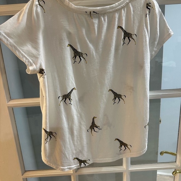 Jane + Delancey Women's Giraffe Print White Short Sleeve Tee Size Size M  Casual - Picture 6 of 8